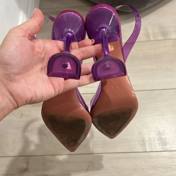 Amina muaddi size 37 purple pvc crystal embellished begum sling back pumps - Picture 5 of 6